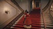 Evie passes by the guards to reach the White Drawing Room