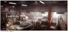 Concept art of the warehouse section of the hideout.