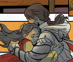 Ezio and Lisa embracing