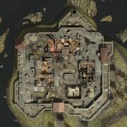 An aerial view of Fort Wolcott