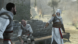 Altaïr giving orders to Abbas.