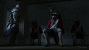 Haytham and Connor interrogating a British officer