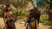 Bayek and Jeska discussing Sefetu