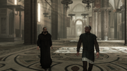 The monk and the painter in the basilica