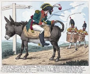 AE Napoleon's exile.jpg (185 KB) 英国人对拿破仑的讽刺漫画,题为《一个现代英雄的旅程,前往厄尔巴岛》