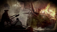 ACIV black flag navire en feu