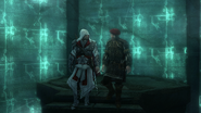 Ezio e Leonardo lasciano la sala.