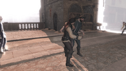 Ezio fighting with the Pazzi thugs