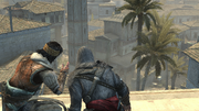 Yusuf and Ezio discussing the plan of attack