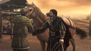 Ezio brengt het paard terug naar de stallen