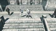 Altaïr beating up the herald