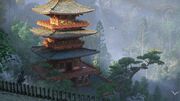 在那智瀑布眺望青岸渡寺的奈绪江