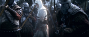 A vision of Altaïr distracting Ezio