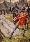 《亚瑟拔出石中剑》，由沃尔特·克兰绘制