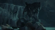 A wolf attacking Eivor
