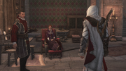 Ezio mentioning Cesare and Rodrigo's absence