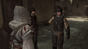 A Medici guard informing Ezio of Francesco's location