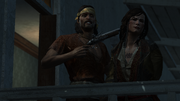 Roberts holding Mary Read at gunpoint