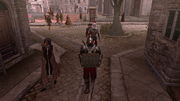 Ezio leading the guards disguised as Luigi