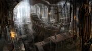 Concept art of the shipyard interior