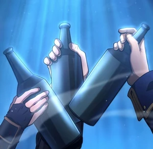 Edward, John und Saito trinken auf ihre weitere Reise an.