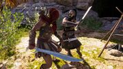 Harpalos fighting Kassandra