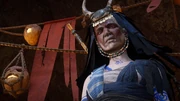 Modron wears sacrificial robes for Tewdwr's sacrifice