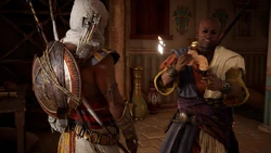 巴耶克将卡瓦博的玩具交给塔哈尔卡