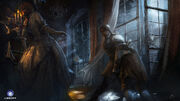 Concept art of de la Serre's murder