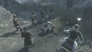 Altaïr affrontant les Sarrasins sur le chemin menant au camp de Richard