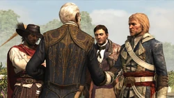 Torres begrüßt Edward und die Templer.