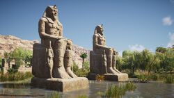 Statues of Amenhotep III guarding the Theban Necropolis