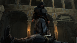 Ezio stojący nad ciałem Shahkulu