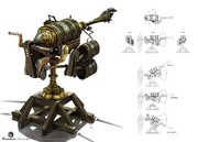 Concept art of the Greek fire cannon