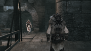 Ezio cornering the fleeing Follower