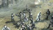 Templars fighting Assassins during an attack on Masyaf