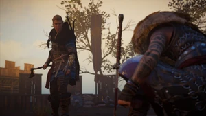 Eivor besiegt Rued.