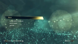 Le menu de base de données de l'Animus Oméga pour les mémoires d'Adewalé