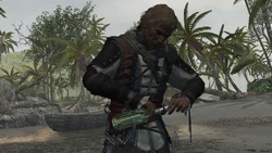 Edward Kenway recupera una delle lettere di Thom Kavanagh.