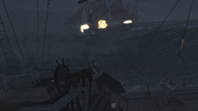 The Aquila sinking one of the enemy ships