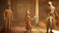 ACO The Scarab's Sting - Kawab Giving Bayek His Toy