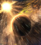 Earth being shielded from the solar flare