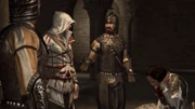 An injured Lorenzo telling Ezio to kill Francesco