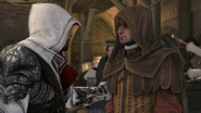 Ezio e La Volpe discutono di Machiavelli.