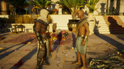 Bayek speaking to a priest at the palace