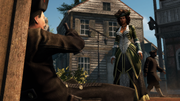 Dominguez being interrogated by Aveline