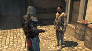 Ezio speaking with the thief