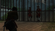 Kidd tricking the guards into opening the gate