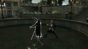 Ezio practicando el esquivar.