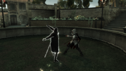 Ezio practicing dodging with Mario